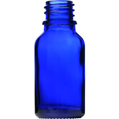 0.5 oz (15 ml) Cobalt Blue Glass Euro Round Bottles 18 mm Neck Finish body