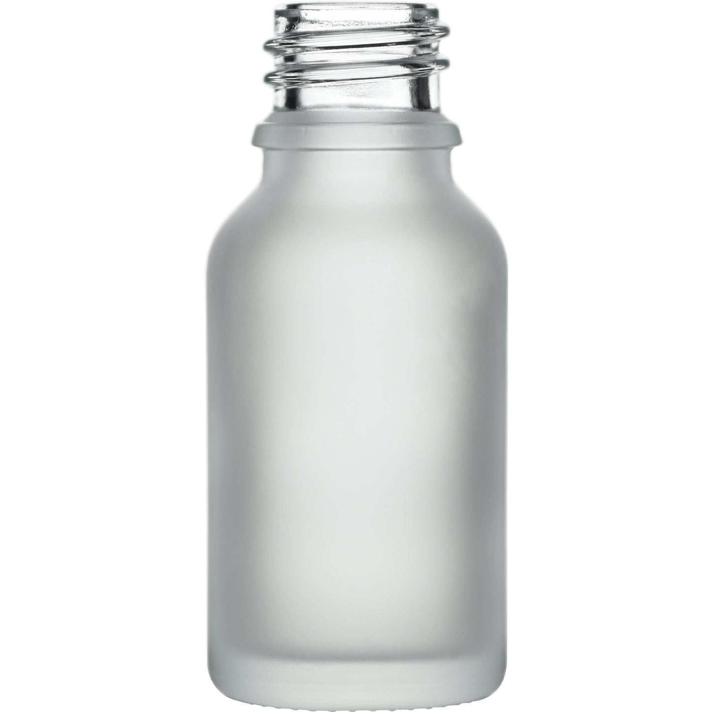 0.5 oz (15 ml) Clear Frosted Glass Euro Round Bottles 18 mm Neck Finish body