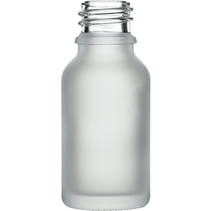 0.5 oz (15 ml) Clear Frosted Glass Euro Round Bottles 18 mm Neck Finish body