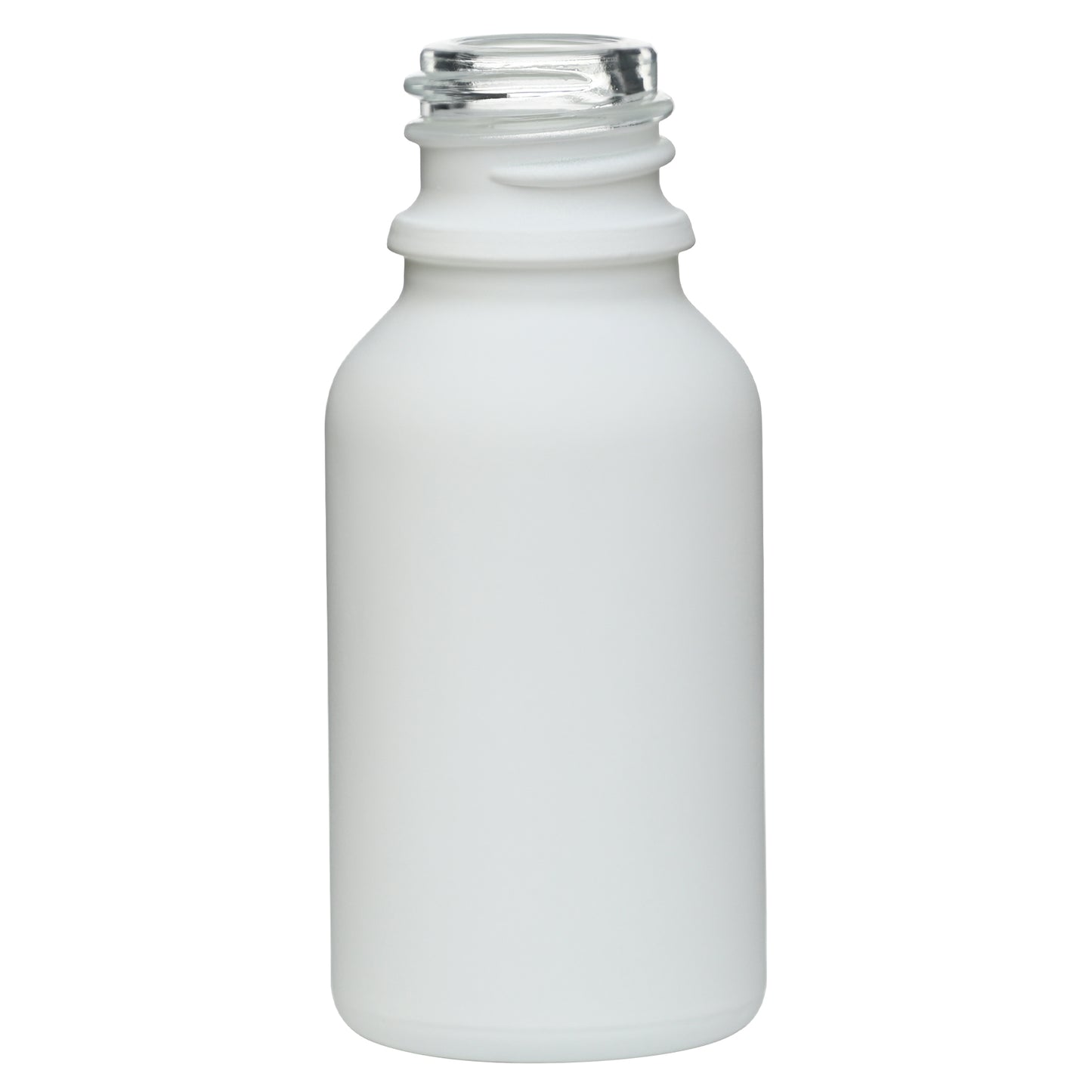 0.5 oz (15 ml) Matte White Glass Euro Round Bottles 18 mm Neck Finish