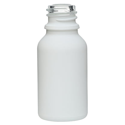 0.5 oz (15 ml) Matte White Glass Euro Round Bottles 18 mm Neck Finish