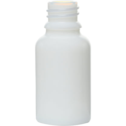 0.5 oz (15 ml) Opal White Glass Euro Round Bottles 18 mm Neck Finish body