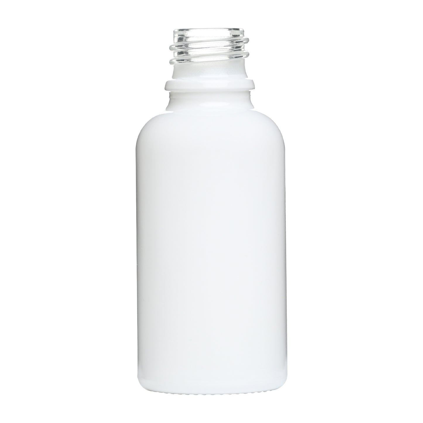 30 ml Glossy White Euro Round Glass Bottles with 18mm Neck Finish