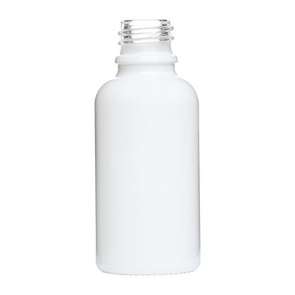 30 ml Glossy White Euro Round Glass Bottles with 18mm Neck Finish