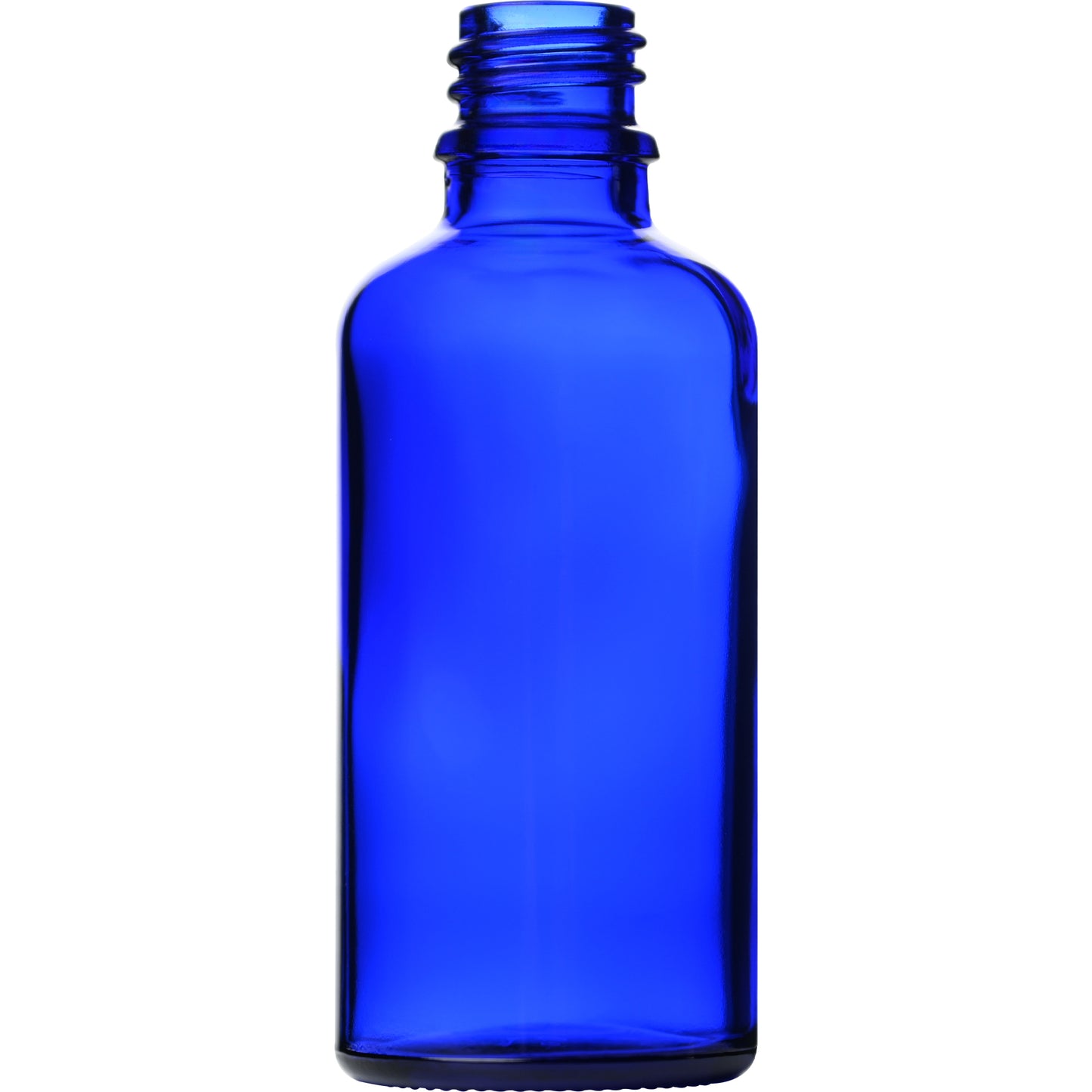 1.69 oz (50 ml) Cobalt Blue Glass Euro Round Bottle with 18 mm Neck Finish body