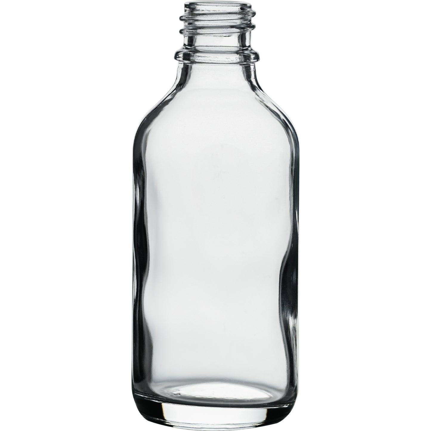 2 oz (60 ml) Clear Glass Euro Round Bottles 18 mm Neck Finish body