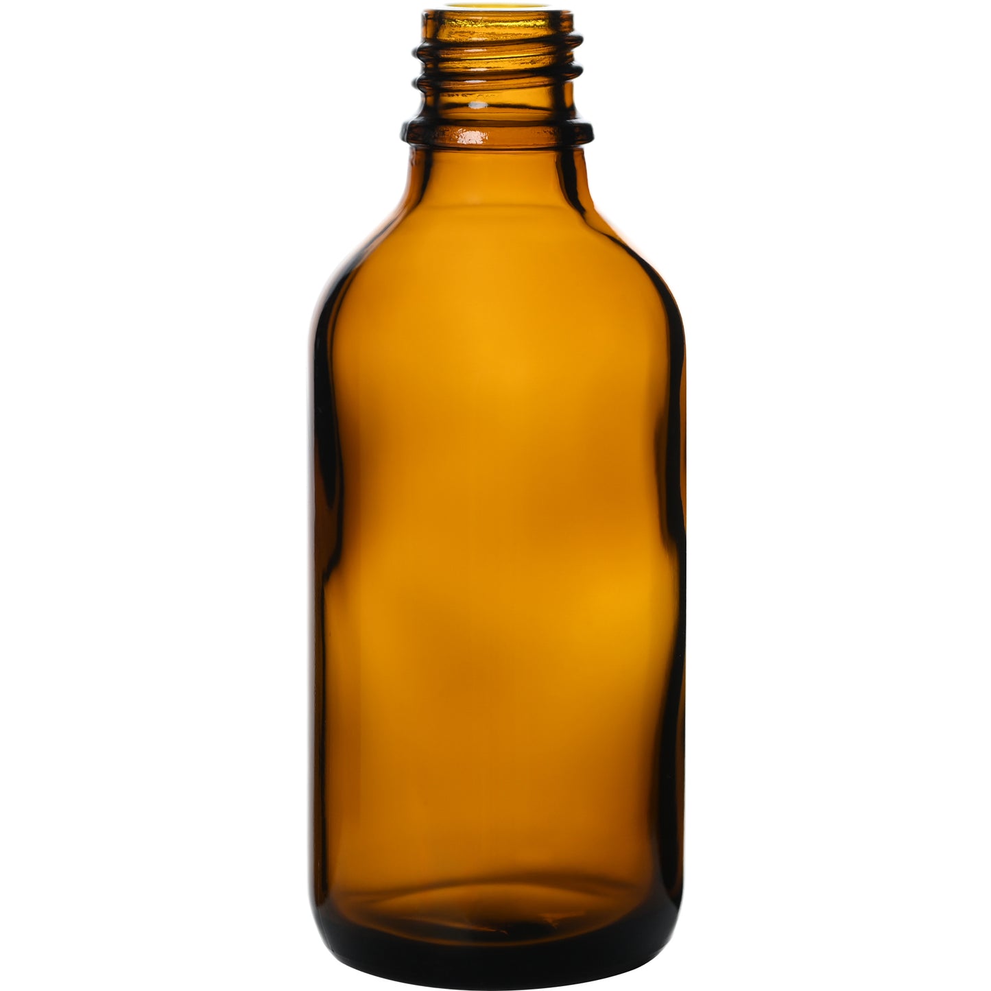 2 oz (60 ml) Amber Glass Euro Round Bottles 18 mm Neck Finish body