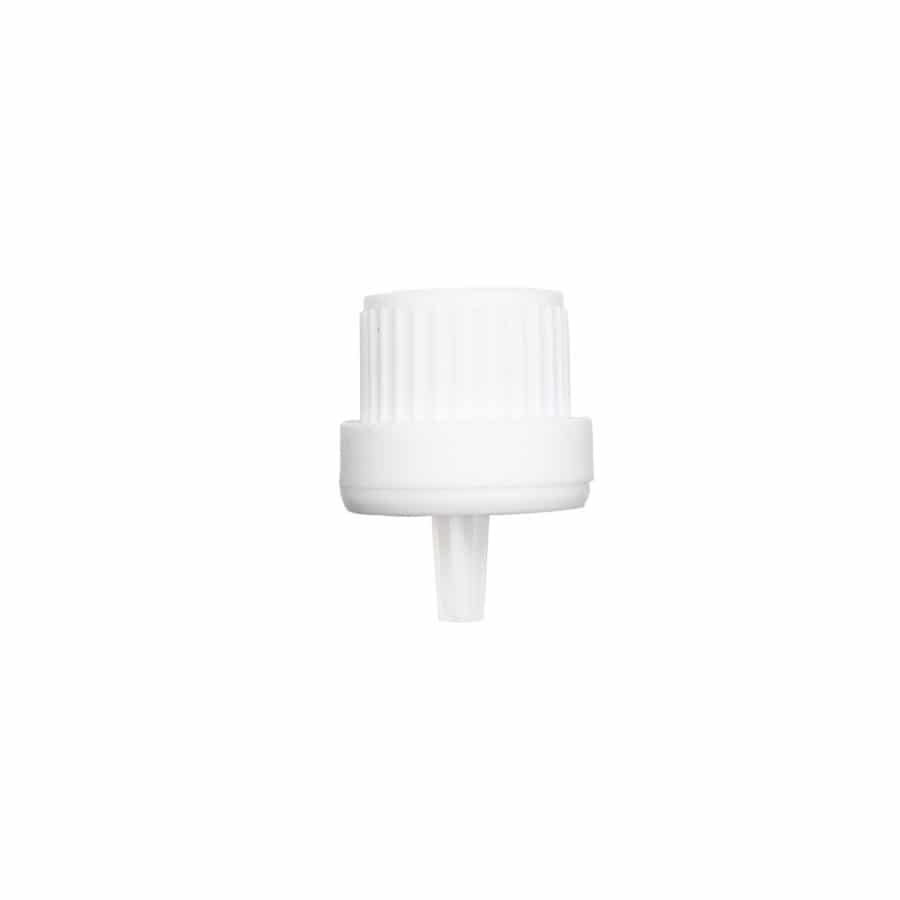 GB06 White 18-400 PP Euro Heavy Duty Tamper Evident Ribbed Cap Orifice Dropper Assembly
