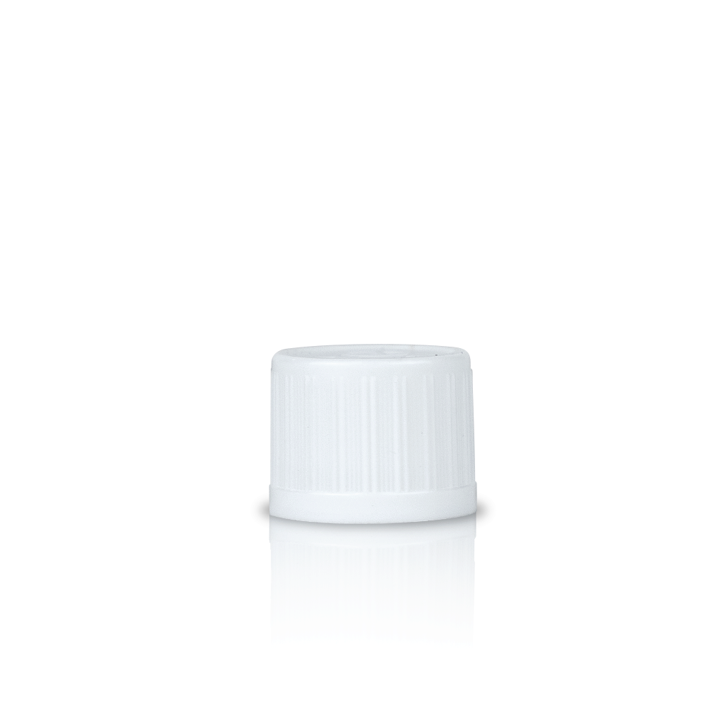 18-410 White Child Resistant Ribbed Cap and Orifice Reducer