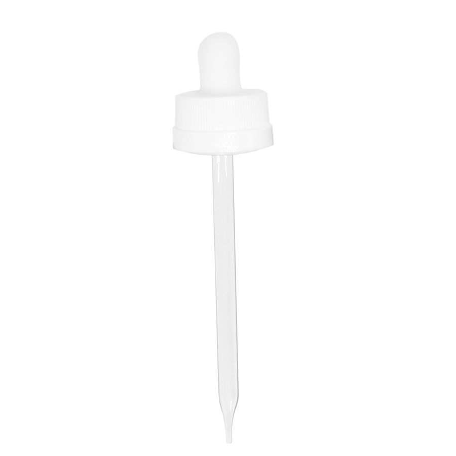 22-400-white-child-resistant-glass-dropper-110mm 22-400 White Child Resistant Glass Dropper (110mm)