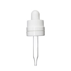 18-400 White Child Resistant with Tamper Evident Seal Glass Dropper (58mm)