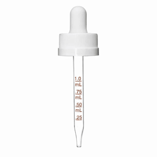 20-400 White Child Resistant Graduated Glass Dropper (76mm)