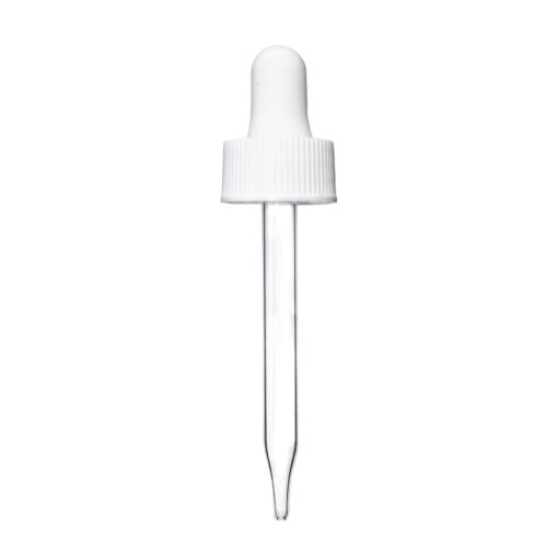 20-400 White Glass Dropper (76mm) (Ribbed)