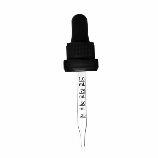 18-400 Black Graduated Glass Dropper with Tamper Evident Seal (77mm)(Heavy Duty)