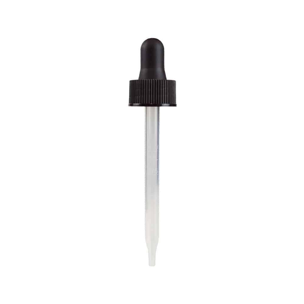 20-400 Black PP Plastic Ribbed Skirt Dropper with 91 mm Straight Embossed Graduated PP Plastic Pipette 20-400 Black PP Plastic Ribbed Skirt Dropper with 91 mm Straight Embossed Graduated PP Plastic Pipette