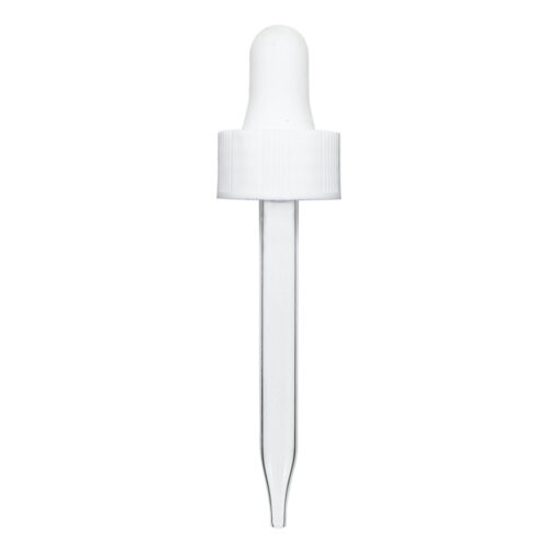 1 oz White Glass Dropper (20-400) (Semi-Ribbed)