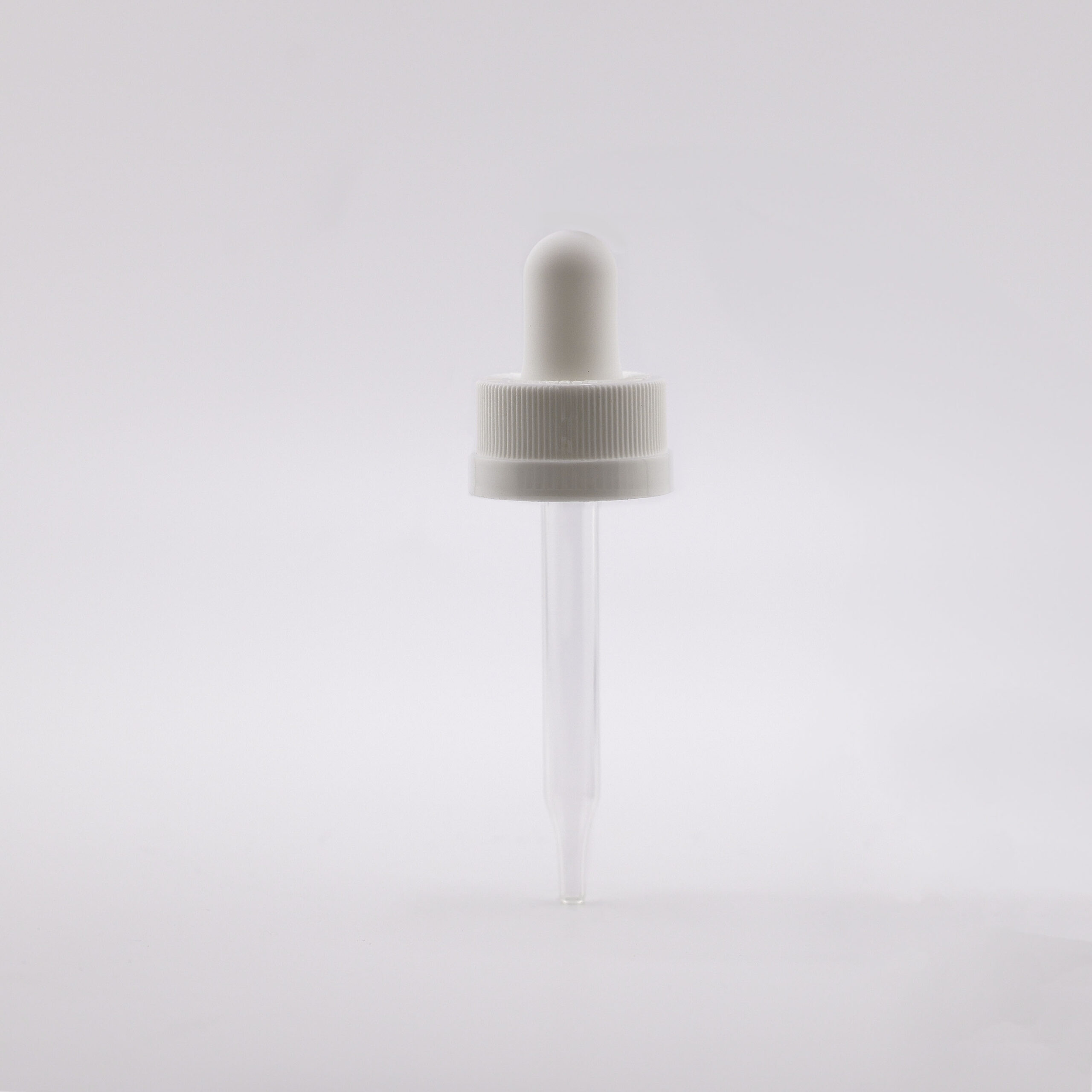 GB18186502 18-400 White PP Plastic Child Resistant Dropper with 65 mm Straight Glass Pipette