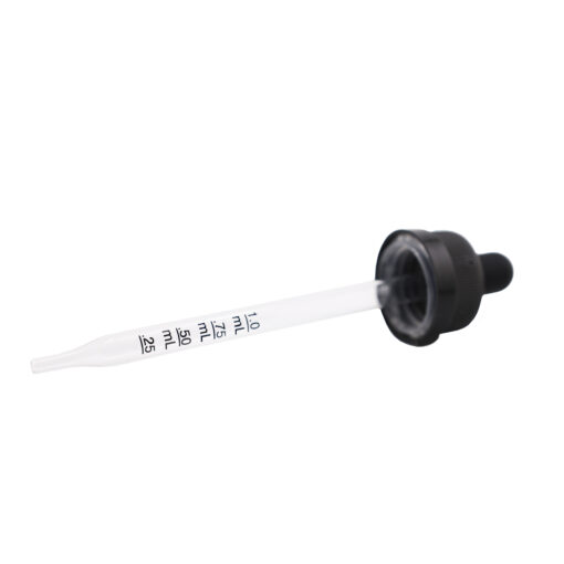 22-400 Black PP Plastic Child Resistant Dropper with 109 mm Straight Graduated Glass Pipette