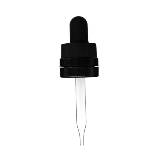 18-400 Black Child Resistant with Tamper Evident Seal Glass Dropper (65mm)