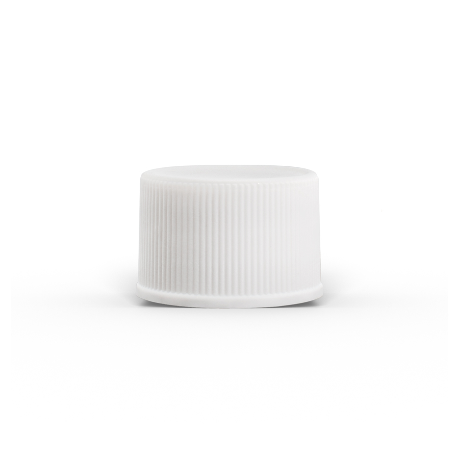 White 20-400 PP Ribbed Cap with Foam Liner