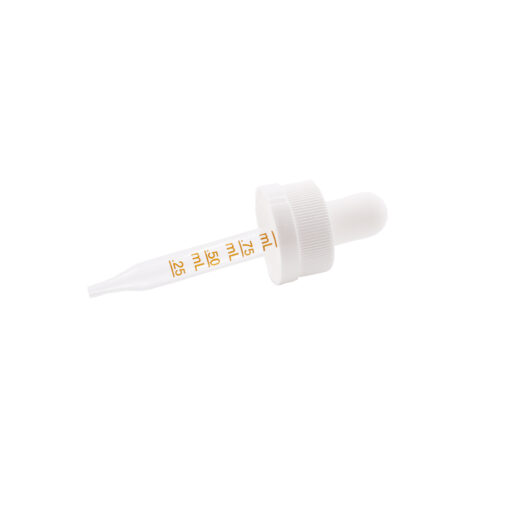 18-400 White PP Plastic Child Resistant Dropper with 58 mm Straight Medical Graduated Glass Pipette x1400