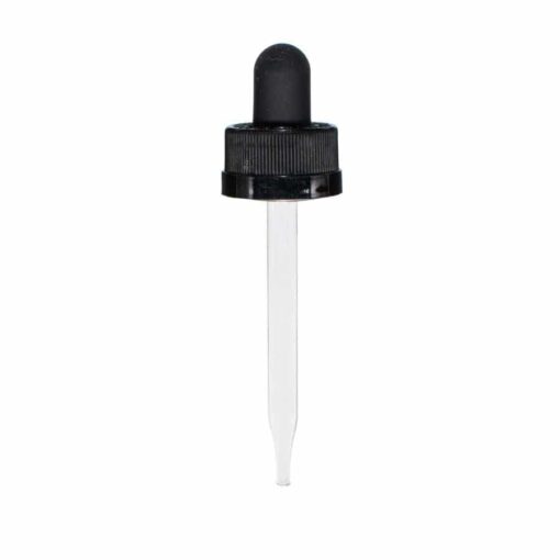 18-400 Black Child Resistant Glass Dropper (77mm)