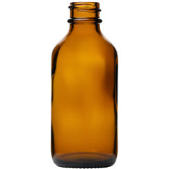 2 oz (60 ml) Amber Glass Boston Round Bottles 20-400 Neck Finish body