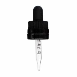 18-400 Black Child Resistant with Tamper Evident Seal Graduated Glass Dropper (58mm)