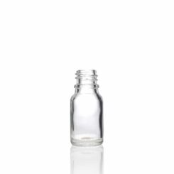 10 ml Clear Euro Round Glass Bottle with 18-DIN Neck Finish by FH Packaging for FHPKG
