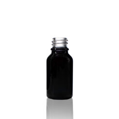 15 ml Shiny Black Euro Round Glass Bottle with 18 DIN Neck Finish Glass Bottles Wholesale Bulk Packaging by FH Packaging