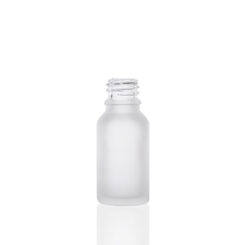15 ml Frosted Euro Round Glass Bottle with 18 DIN Neck Finish Glass Bottles Wholesale Bulk Packaging by FH Packaging