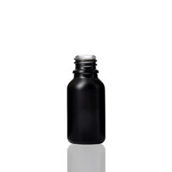 15 ml Matte Black Euro Round Glass Bottle with 18 DIN Neck Finish Glass Bottles Wholesale Bulk Packaging by FH Packaging
