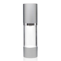 30 ml Clear Styrene Plastic Bottle with Silver Airless Pump and Cap (Set)