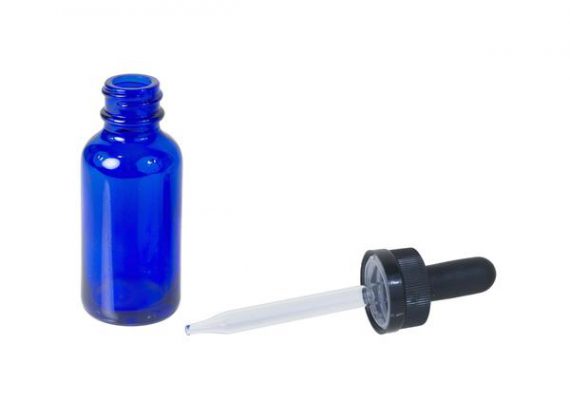 Blue Glass Bottle with Glass Child Resistant Dropper