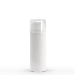 100 ml White Polypropylene Airless Pump Bottle with White Snap Cap and Clear Cap