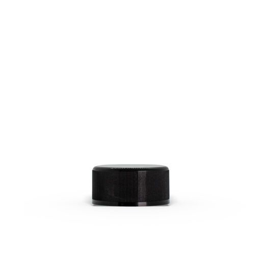 28-400 Black Ribbed Child-Resistant Plastic Cap with Foam Liner for 5ml Concentrate Jar