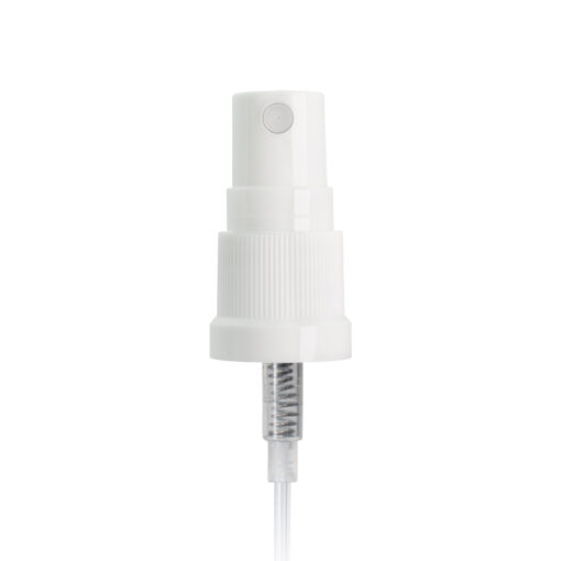 White PP 18-410 Ribbed Skirt Fine-Mist Fingertip Sprayer with Clear Overcap