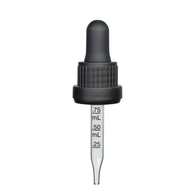 18-415 Black PP Plastic Heavy Duty Tamper Evident Ribbed Skirt Dropper ...