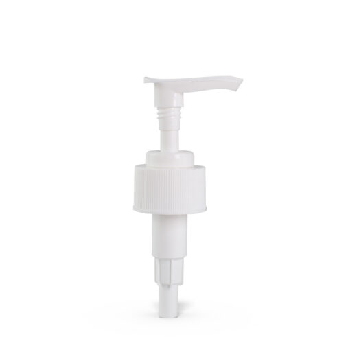 28-410 White Ribbed Skirt Saddle Lotion Pump with 245mm Dip Tube