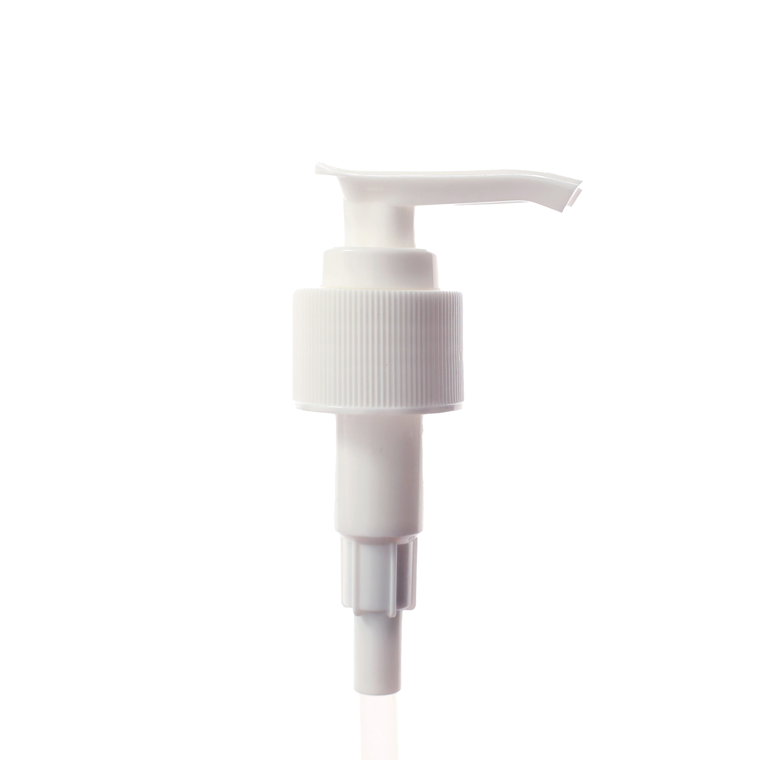 PB1124190202 24-410 White Ribbed Skirt Saddle Lotion Pump with 190mm Dip Tube