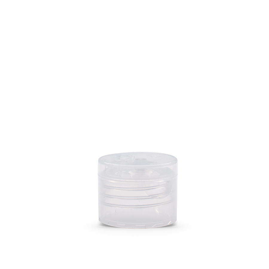 clear-polypropylene-24-410-smooth-skirt-hinged-flip-top-dispensing-cap-open-closed Clear Polypropylene 24-410 Smooth Skirt Hinged Flip Top Dispensing Cap Closed