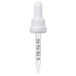 18-400 White Graduated Glass Dropper with Tamper Evident Seal (77mm)(Heavy Duty)