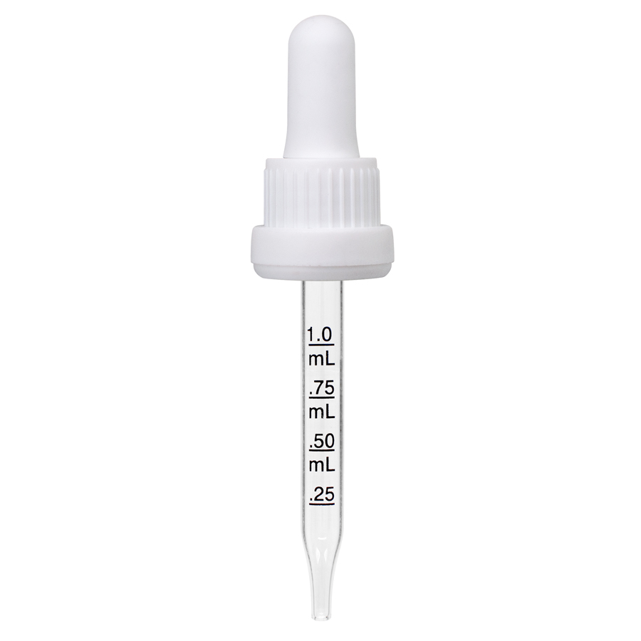 18-415 White PP Plastic Heavy Duty Tamper Evident Ribbed Skirt Dropper ...