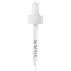 20-400 White Graduated Glass Dropper (91mm) (Ribbed)