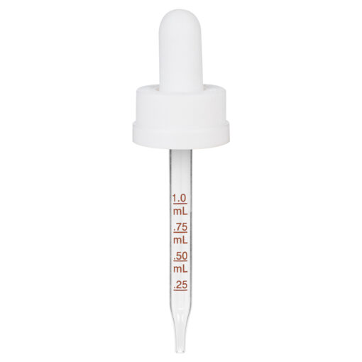 18-400 White PP Plastic Child Resistant Dropper with 65 mm Straight Medical  Graduated Glass Pipette