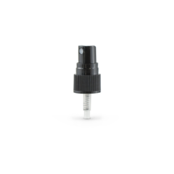 Black PP 20-410 Ribbed Skirt Fine Mist Fingertip Sprayer with 90mm Dip Tube Clear Overcap