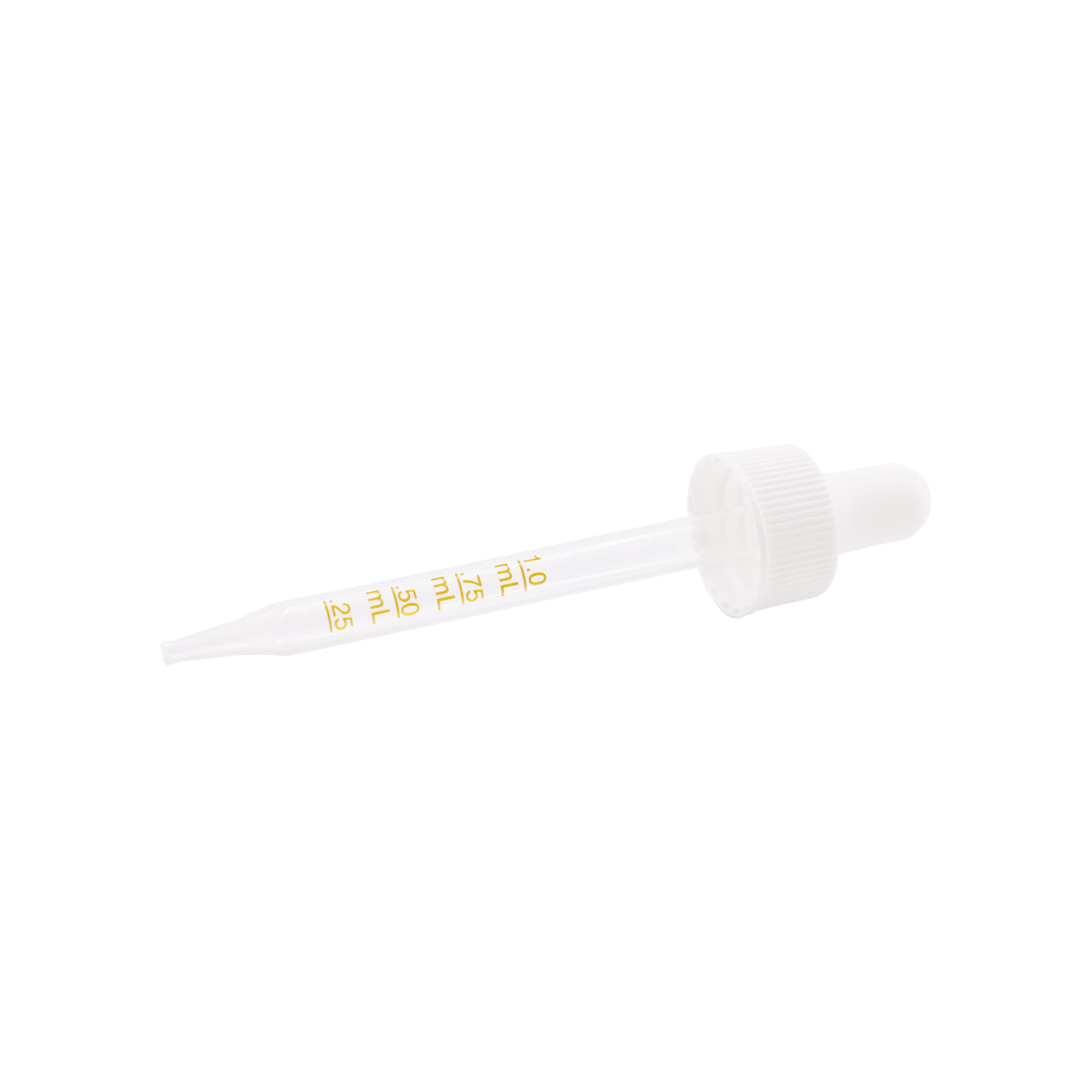20-400 White PP Plastic Ribbed Skirt Dropper with 91mm Straight Medical Graduated Glass Pipette 20-400 White PP Plastic Ribbed Skirt Dropper with 91mm Straight Medical Graduated Glass Pipette
