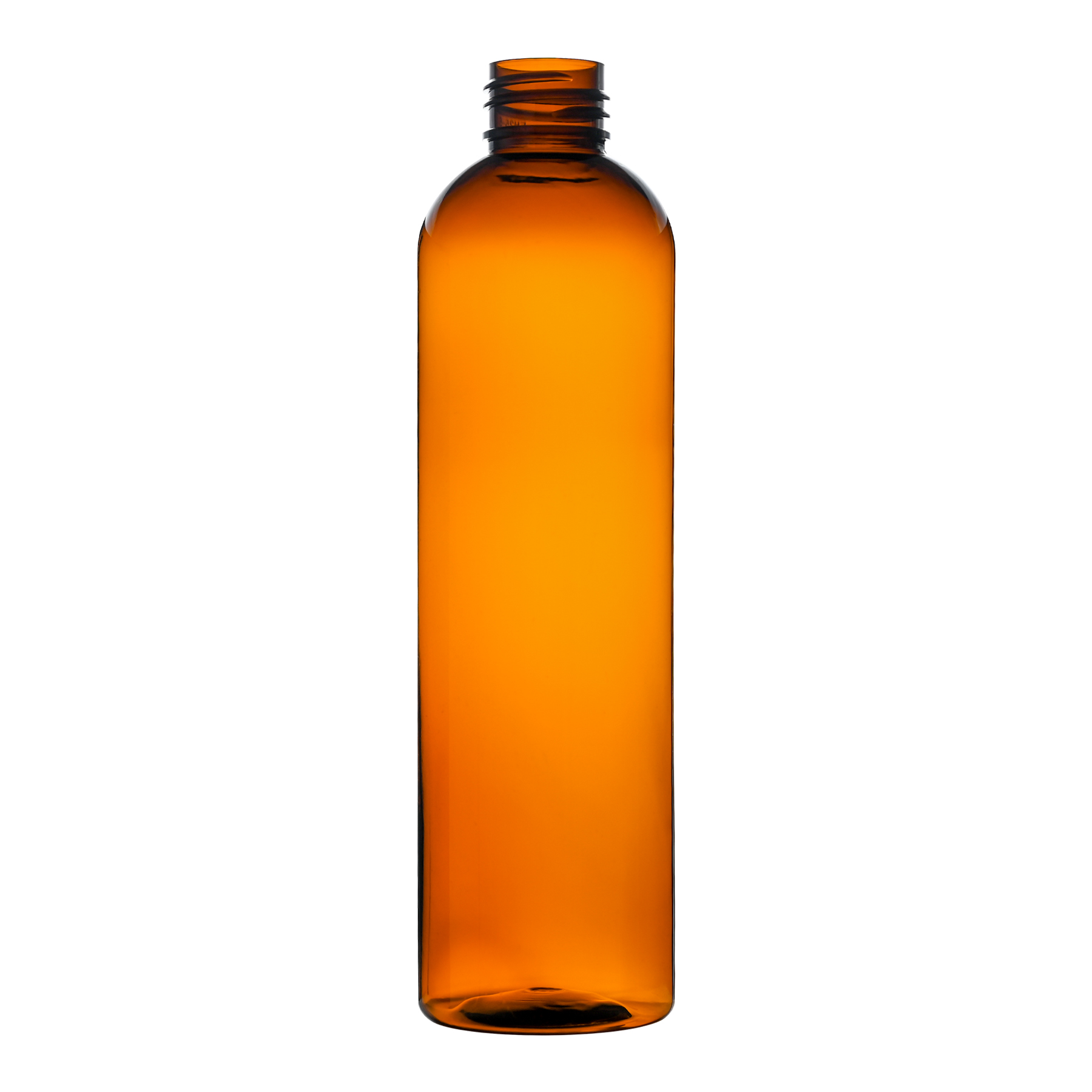 8 oz Amber PET Cosmo Round Bottle 24-410 Neck Finish
