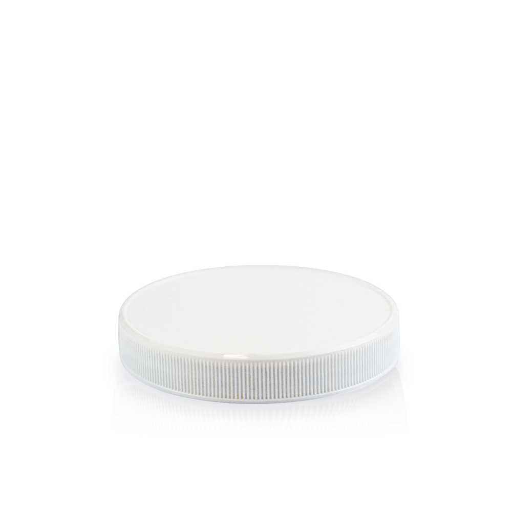 white-89-400-ribbed-skirt-lid-with-his-heat-seal-liner White 89-400 Ribbed Skirt Lid with (HIS) Heat Seal Liner