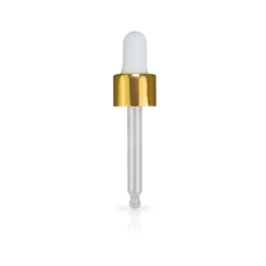 65mm Shiny Gold and Matte White Glass Dropper (18-400) FH Packaging